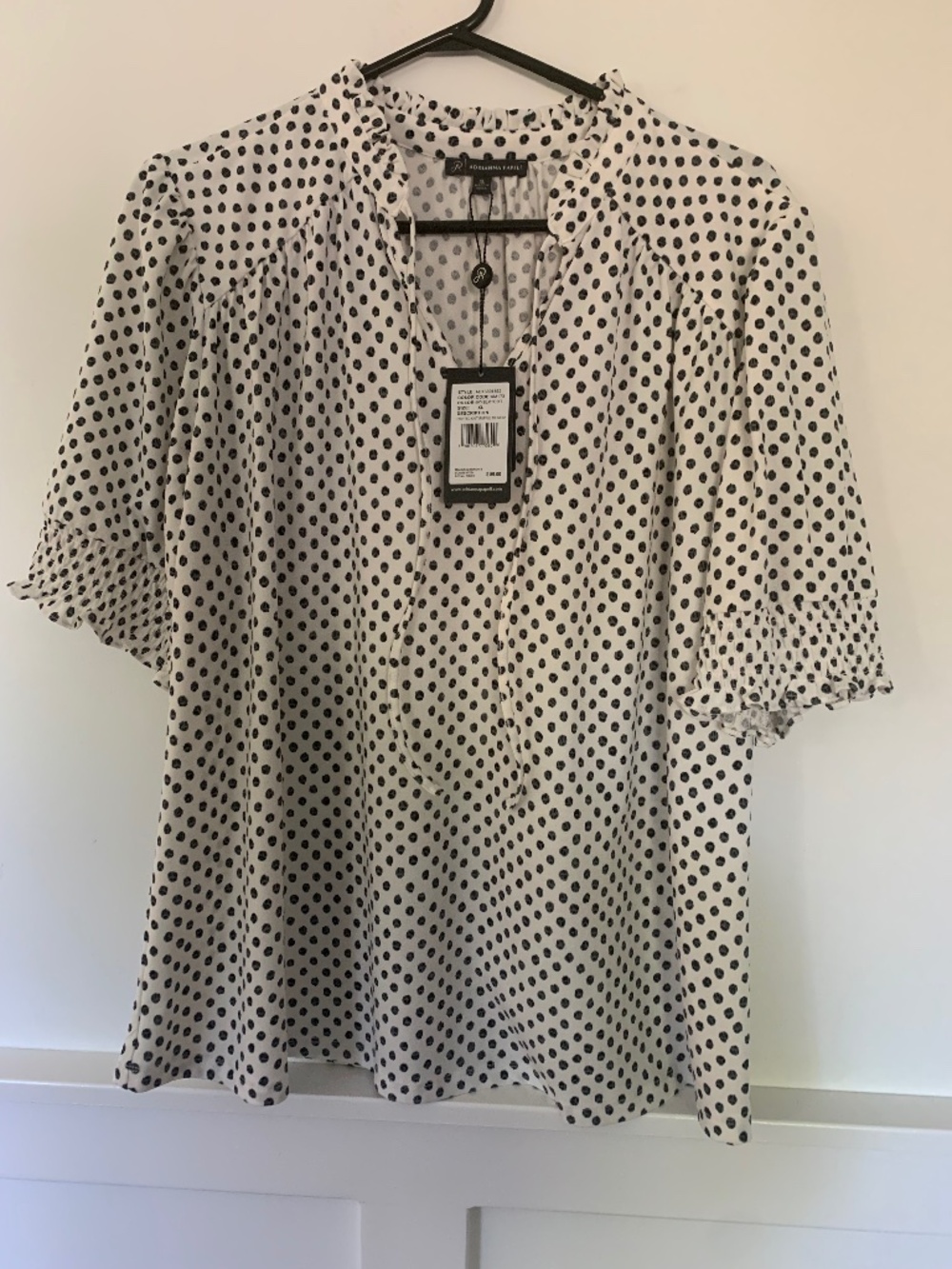 New Cute Black and White Polka Dot Blouse